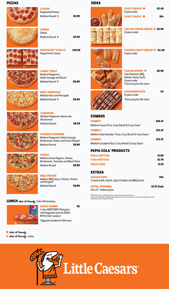 Little Caesars Pizza Menu 2024 With Prices Jody Millisent